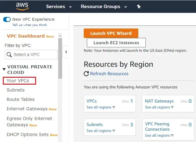 aws launch vpc wizard