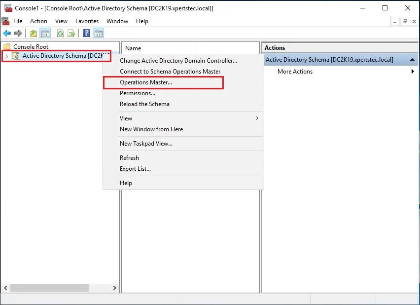 console active directory schema