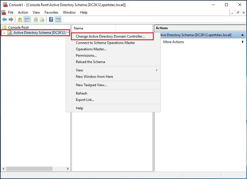 console active directory schema