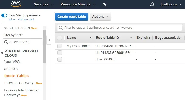 create route table