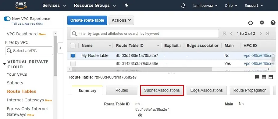 create route table aws