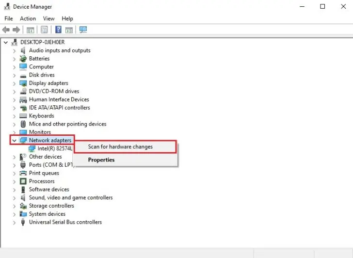 device manager scan for