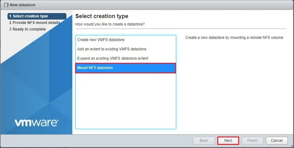 esxi create new datastore