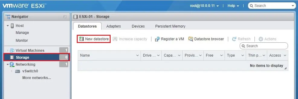 esxi host vmware esxi storage