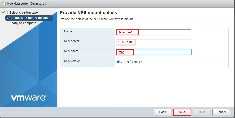 esxi provide mount nfs datastore