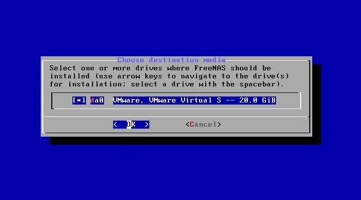 freenas choose destination media