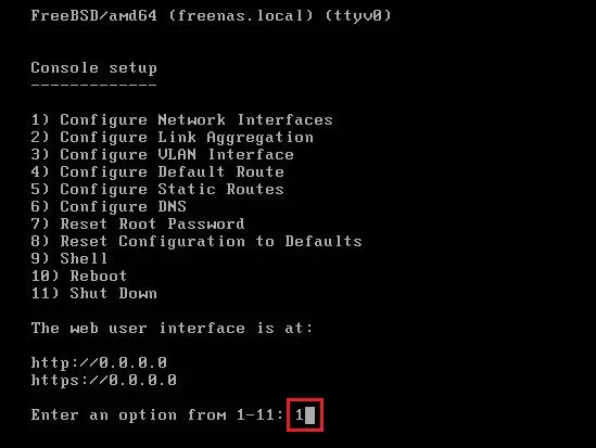 freenas console setup