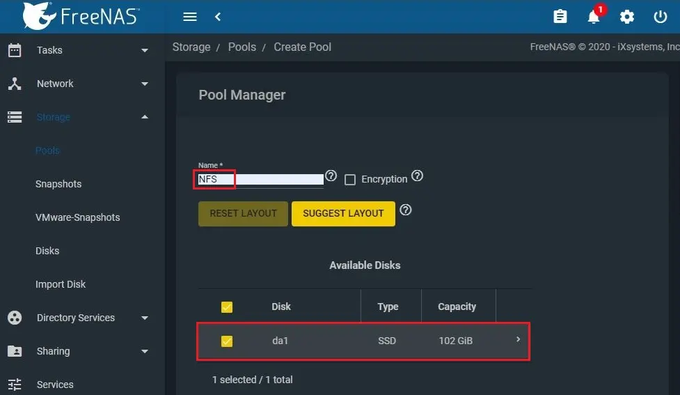 freenas pool manager