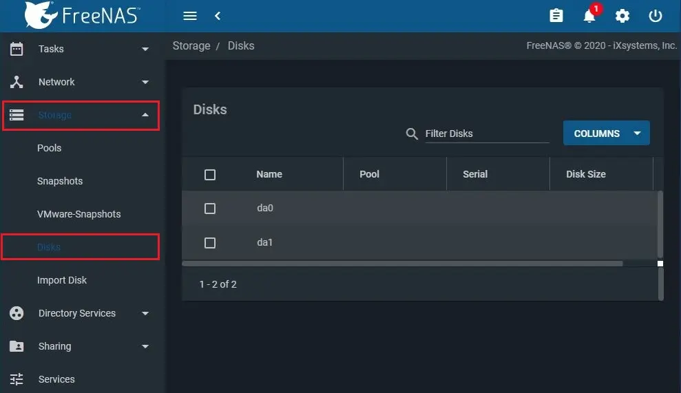 freenas storage disks