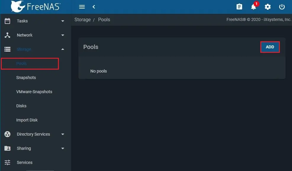 freenas storage pool add