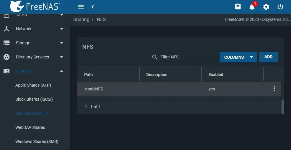 freenas unix shares (nfs)