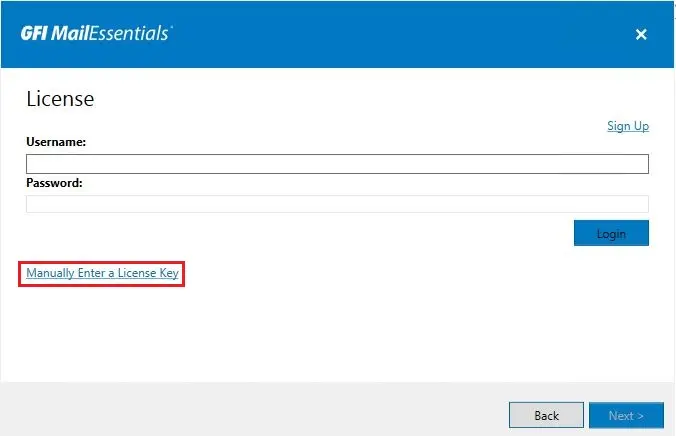 gfi manually enter a license key