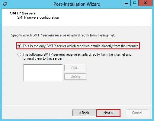 gfi post installation smtp