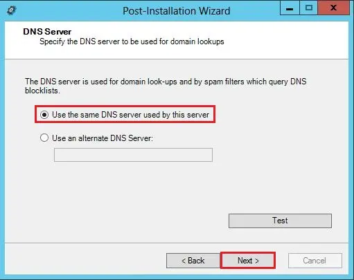 gfi post installation wizard dns