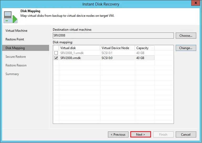 instant disk recovery disk mapping