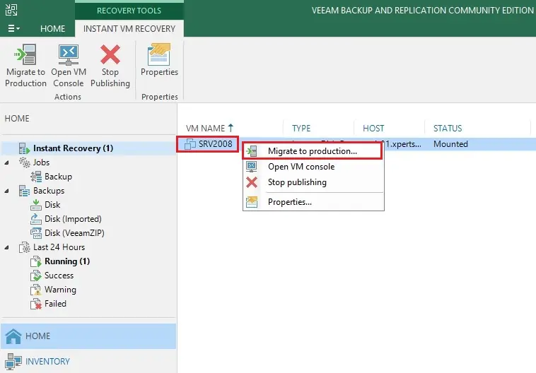 instant recovery veeam