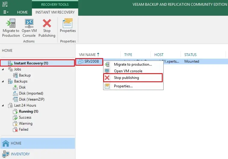 instant recovery veeam