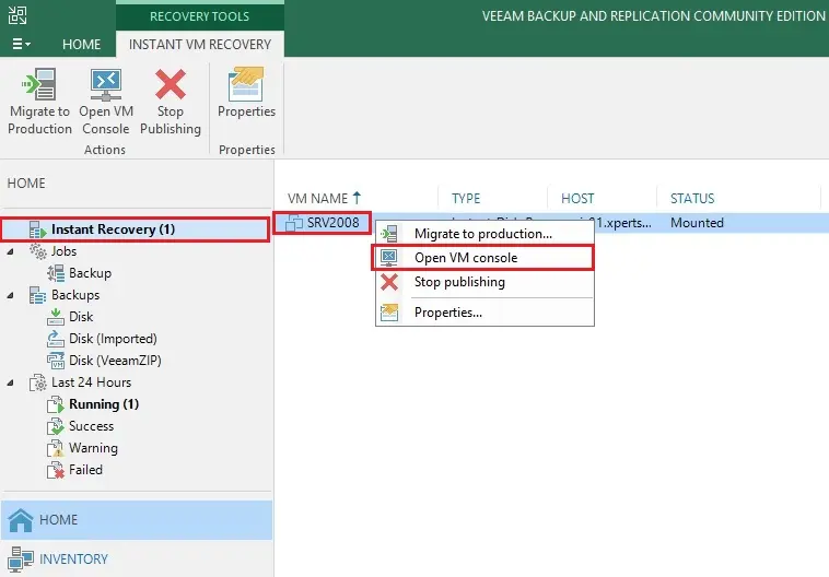 instant recovery veeam