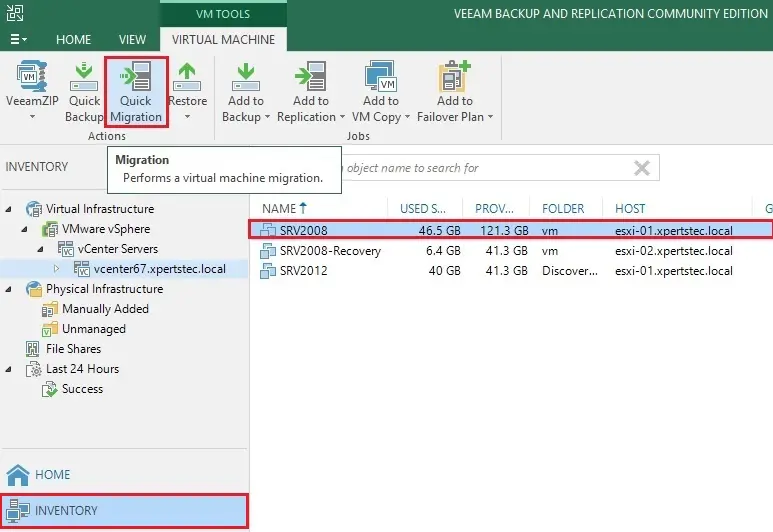 quick migration veeam