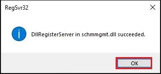 regsvr32 schmmgmt.dll succeeded