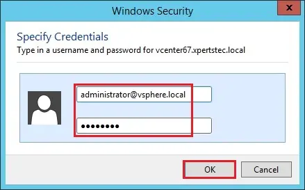 specify credentials windows security