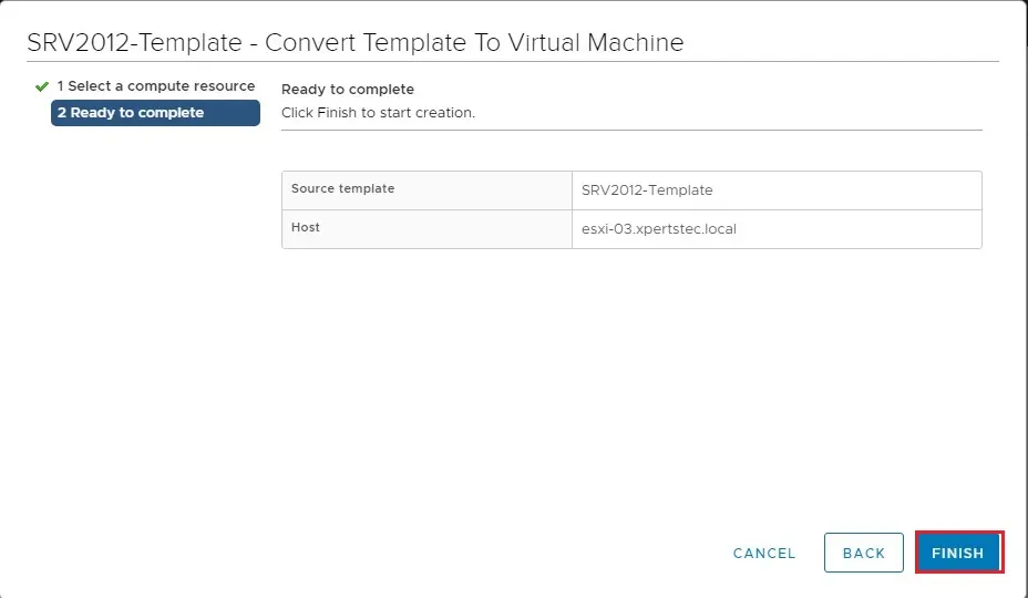 template to vm ready