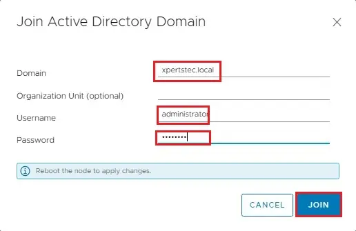 vcenter join active directory domain 