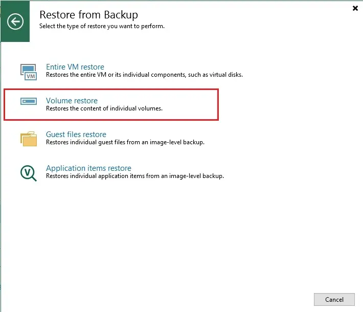 veeam restore from backup