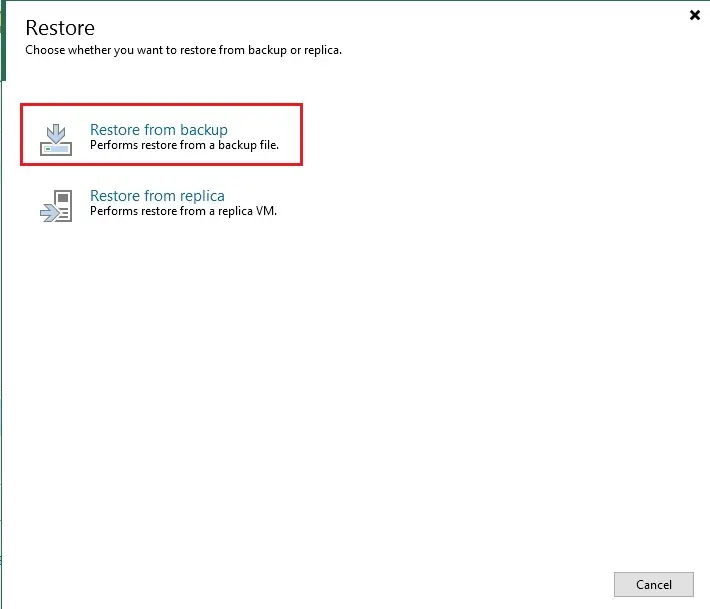 veeam restore from backup