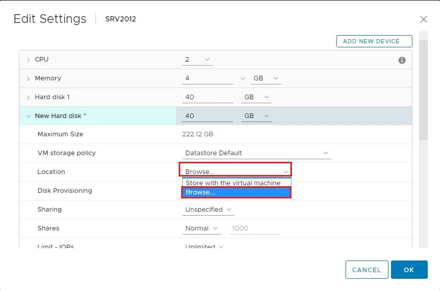 virtual machine virtual hardware