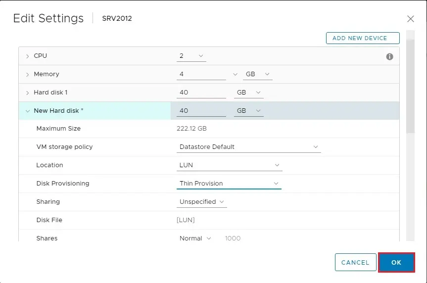 virtual machine virtual hardware