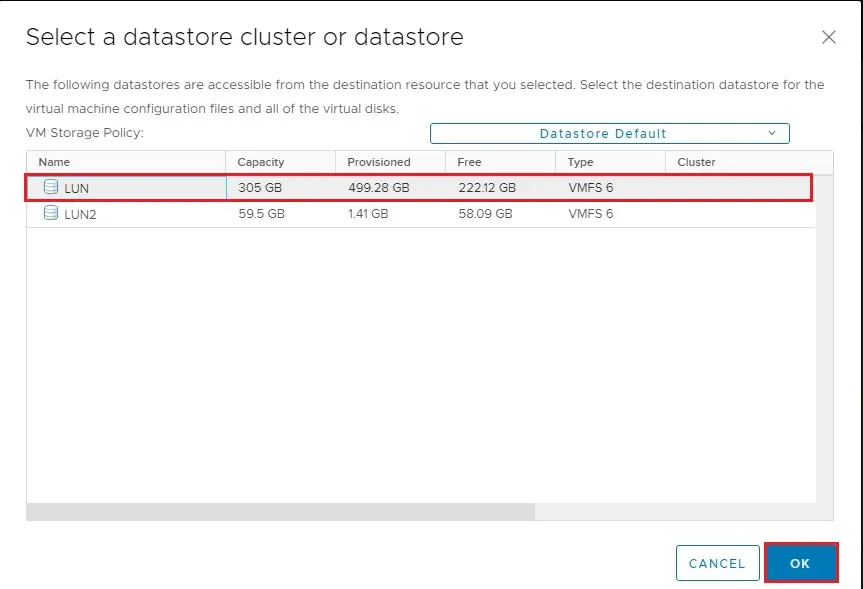 vmware datastore