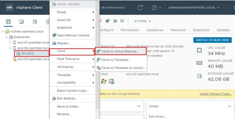 How to Clone a Virtual Machine VMware ESXi - XpertsTec