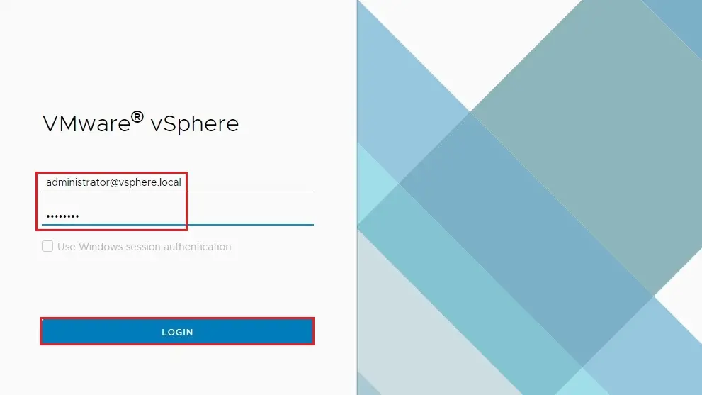 vsphere client login