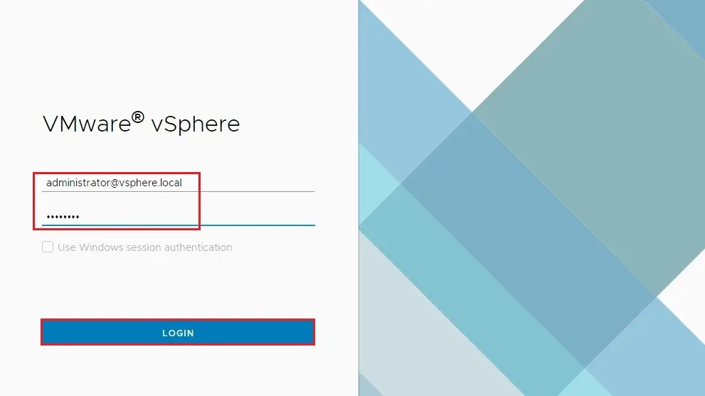 vsphere client login