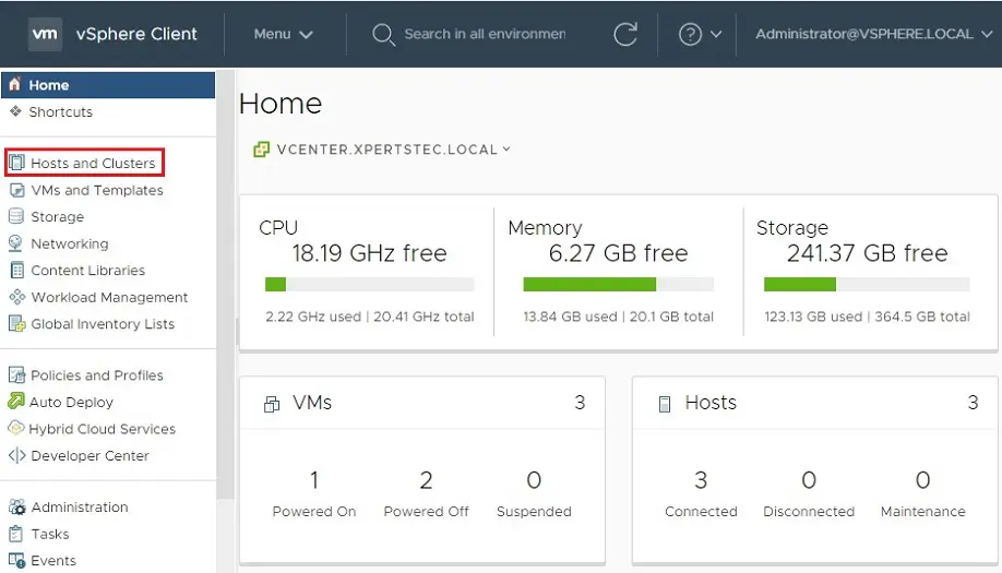 vsphere client vCenter 