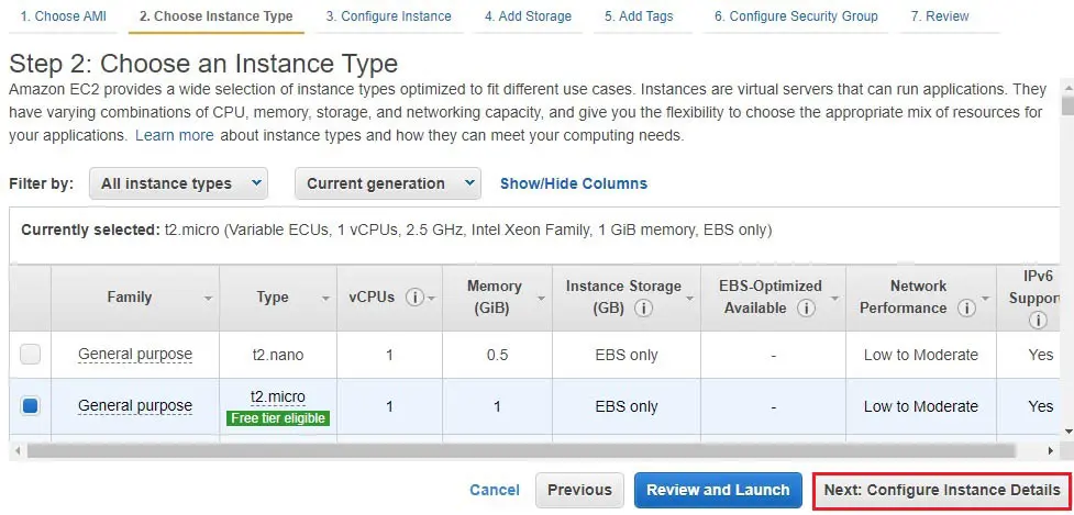 aws choose instance type