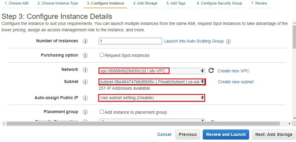 aws configure instance details