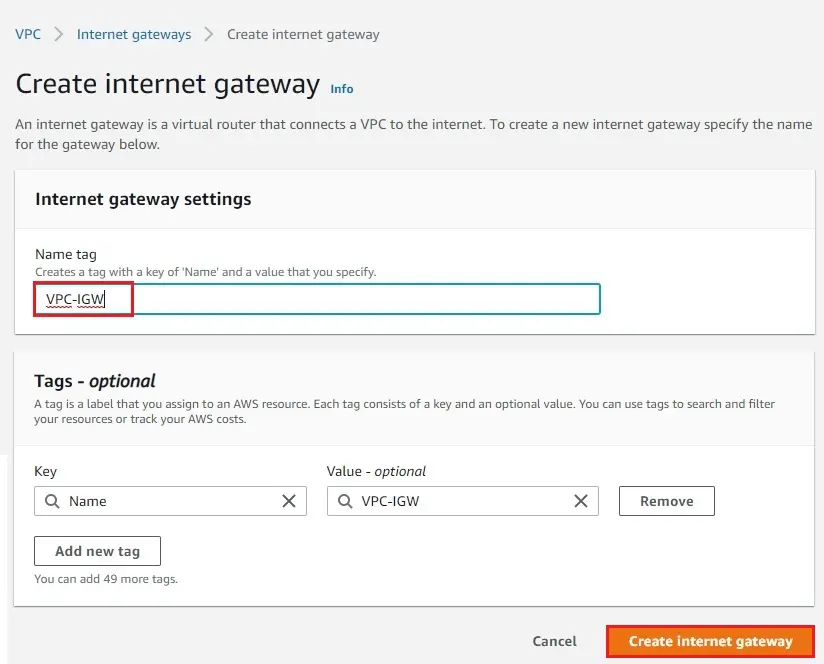 aws create internet gateway name