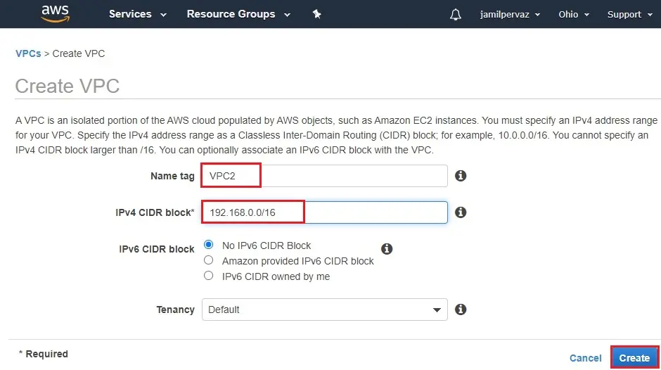 aws create vpc-