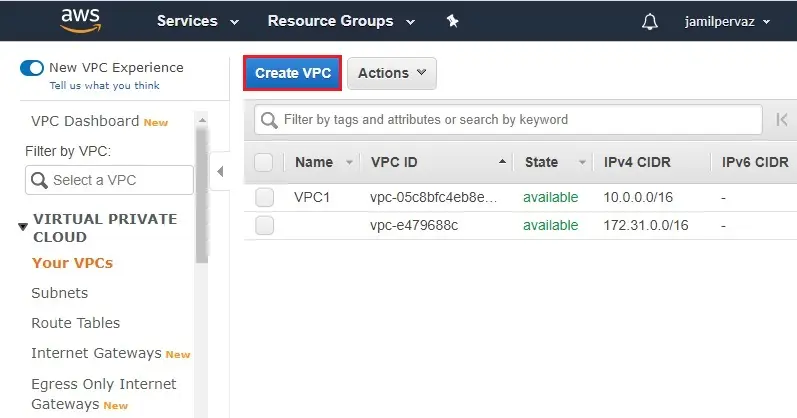 aws create vpc