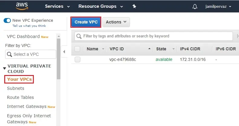 aws create vpc