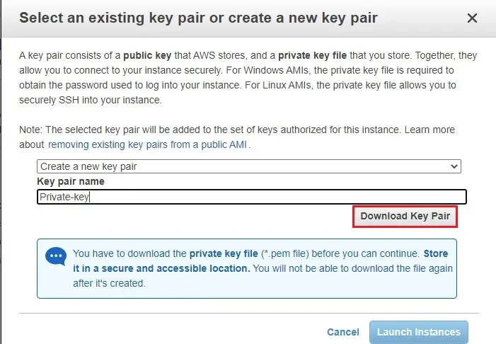 aws key pair name