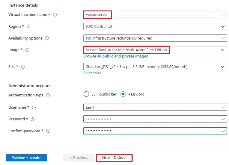 azure create a virtual machine basic