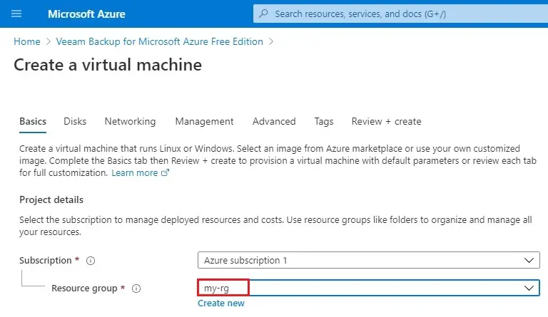 azure create a virtual machine