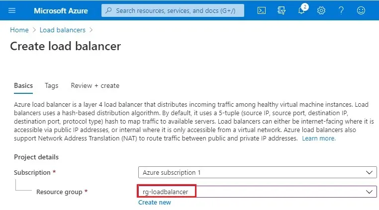 azure create load balancer