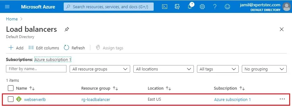 azure create load balancer validation