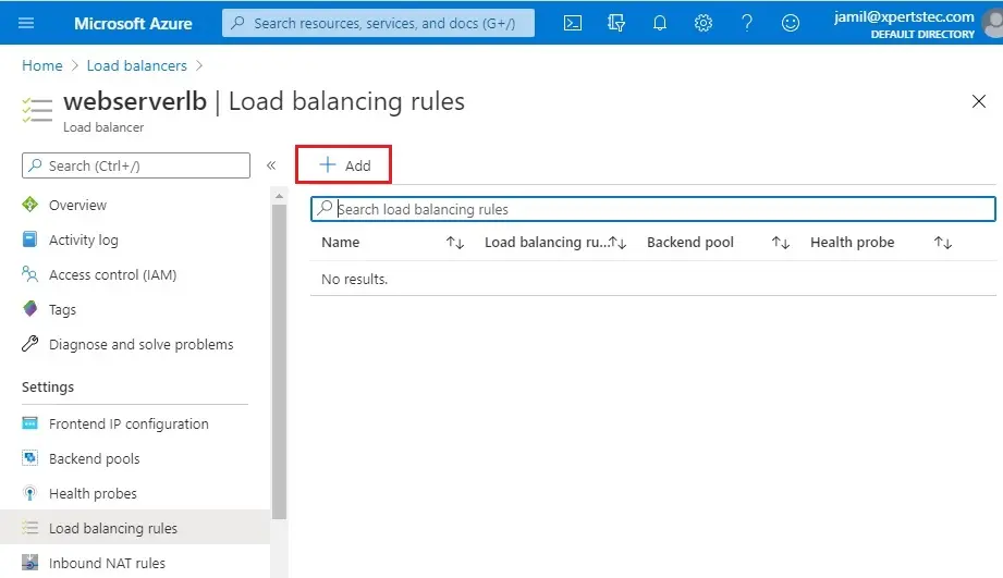 azure load balancing rule