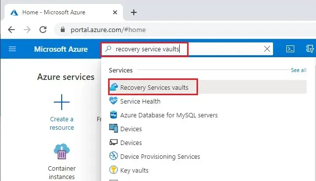 azure search bar