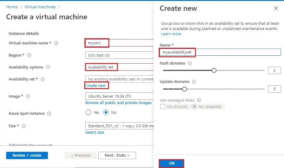 azure vm create availability set